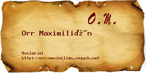 Orr Maximilián névjegykártya
